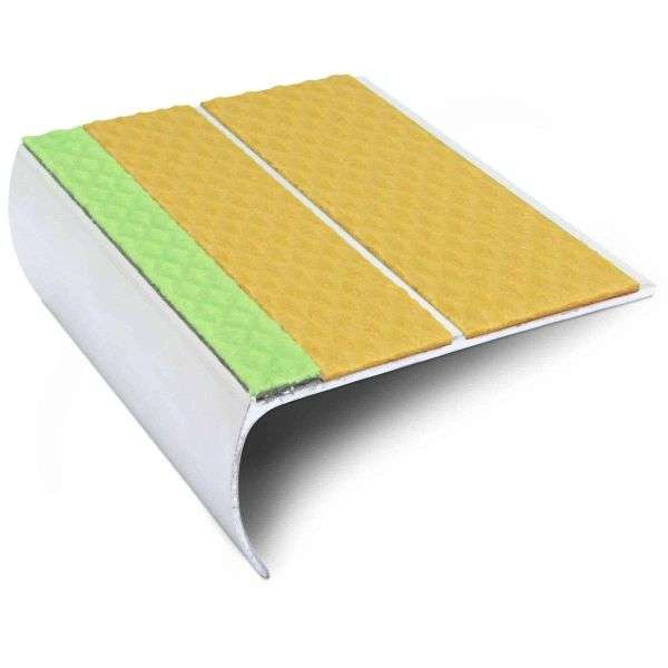 ASL29 87x40mm Tredsafe Aluminium Non Slip Stair Nosing Edge Trim With Pvc Insert Yellow Tredsafe