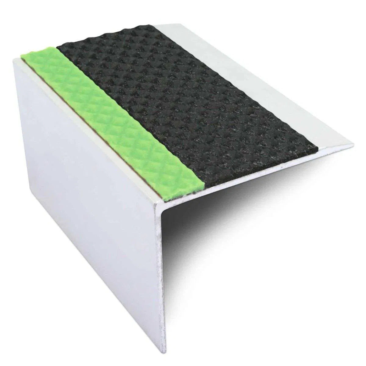 ASL21 67x55mm TredSafe DDA Compliant Aluminium Non Slip Stair Nosing Edge Trim With Pvc Insert Black Tredsafe