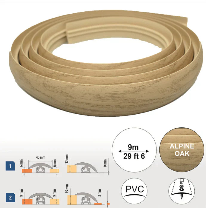 40mm PVC Flex Line Flooring Transition Strip – Flexible Threshold Profile