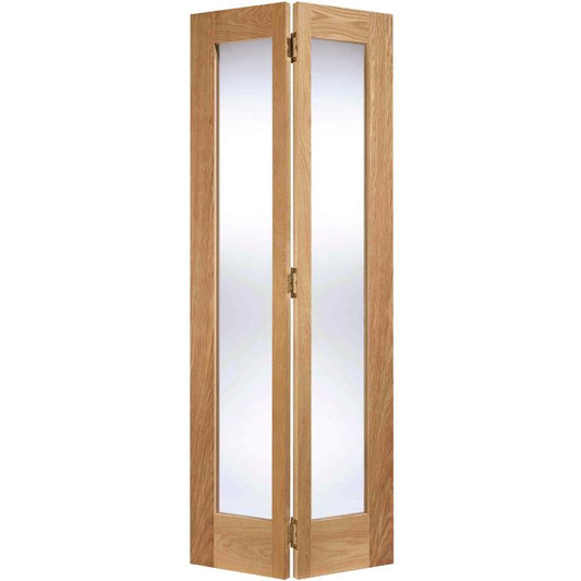 Contemporary Solid Core Internal Bifold Door - Unfinished - Pattern 10 Clear Glazed 1981 x 762mm Oak BFOP10G30
