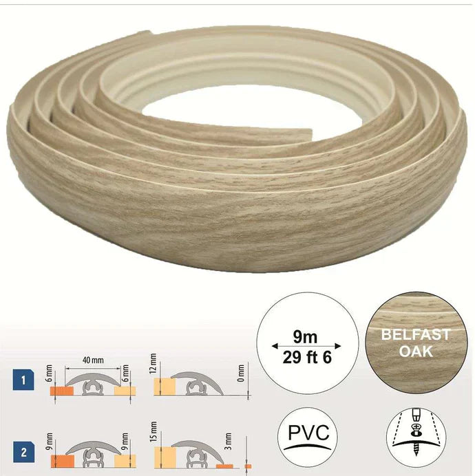 40mm PVC Flex Line Flooring Transition Strip – Flexible Threshold Profile