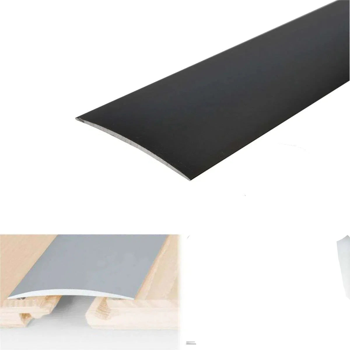 A71 80mm Anodised Aluminium Self Adhesive Door Threshold Strip Black 1000mm x 80mm