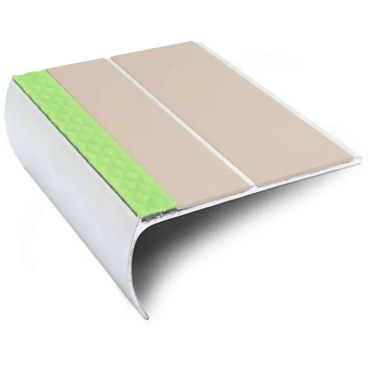 ASL29 87x40mm Aluminium Non Slip Stair Nosing Edge Trim With Pvc Insert Beige