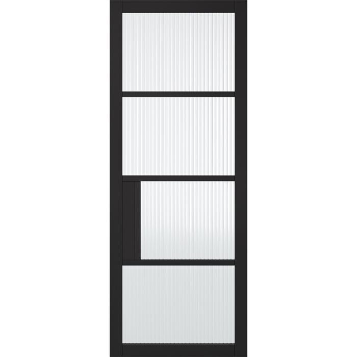 LPD Chelsea Reeded Glazed 4L Door 1981 x 686mm Primed Plus Black