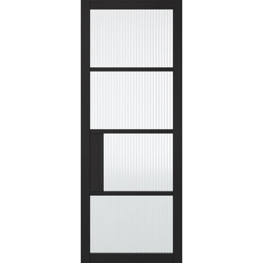 LPD Chelsea Reeded Glazed 4L Door 1981 x 838mm Primed Plus Black