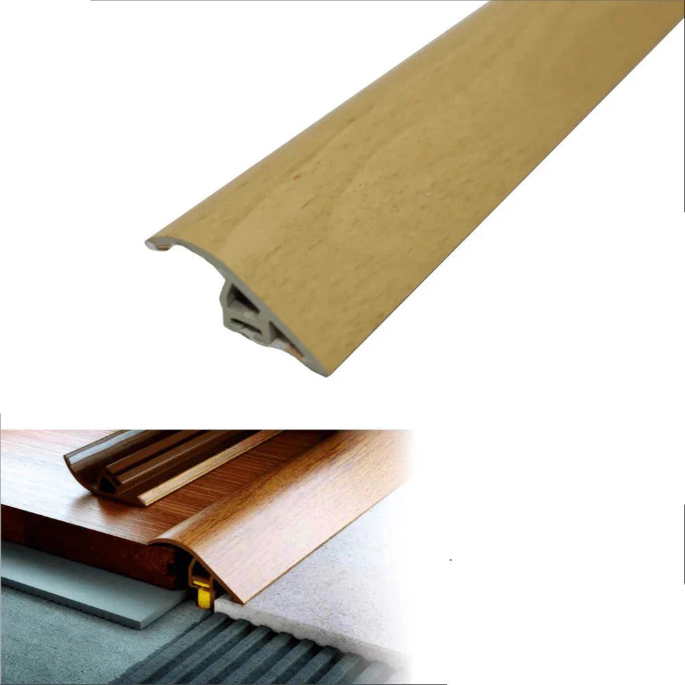 C40 PVC 40mm Wood-Effect Door Threshold Ramp Profile Beech 1.86m