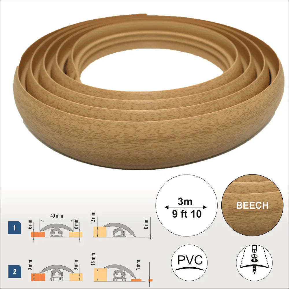 40mm PVC Flex Line Flooring Transition Strip – Flexible Threshold Profile