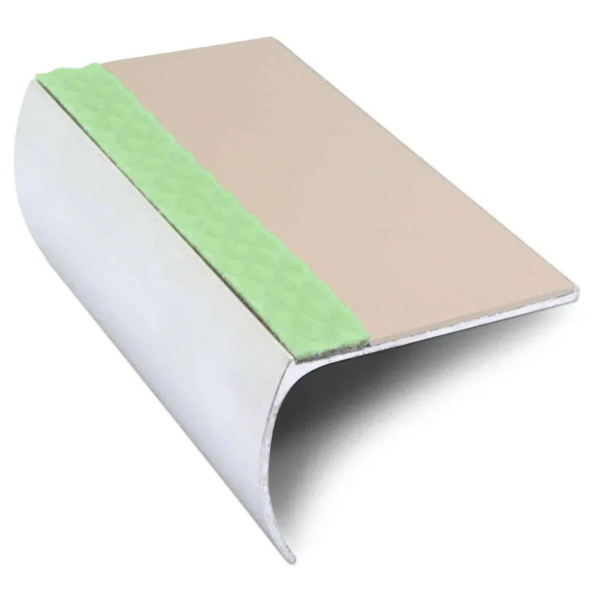 ASL03 57x40mm Aluminium Non Slip Stair Nosing Edge Trim With Pvc Insert Beige