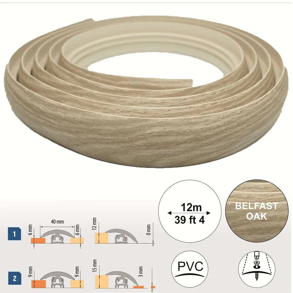 40mm PVC Flex Line Flooring Transition Strip – Flexible Threshold Profile
