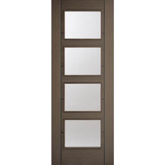 Vancouver Solid Core Internal Door - Prefinished - 4L Clear Glazed 1981 x 838mm Chocolate Grey CHGVAN4L33