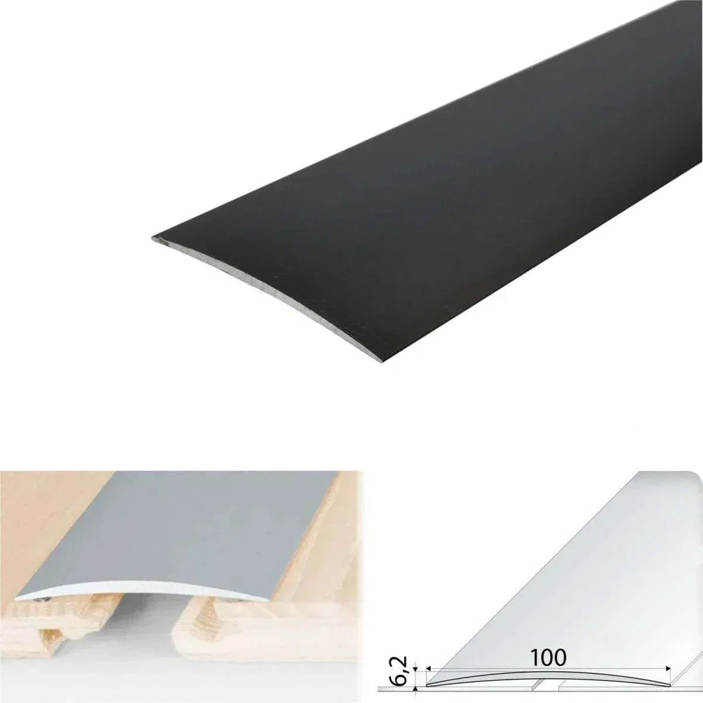 A72 Wide Aluminium Door Threshold Strip – Self-Adhesive 100mm Black 1000mm x 100mm