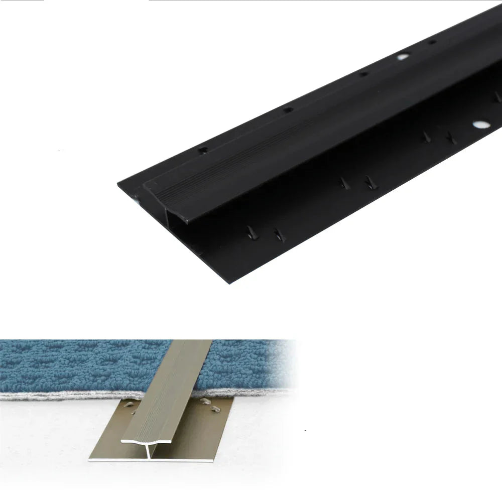 C61 20mm Anodised Aluminium Dual Edge Carpet Profile Black