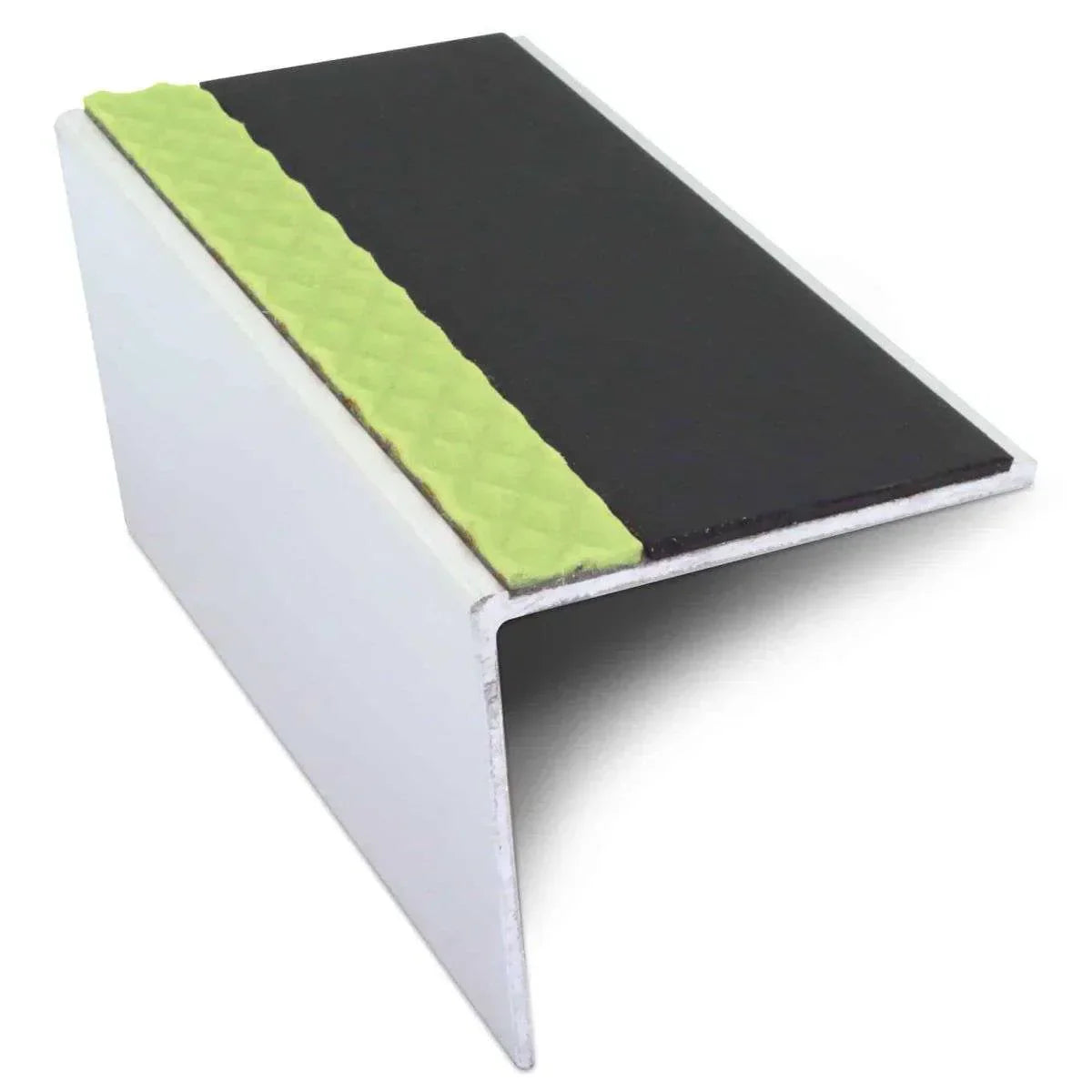 ASL20 57x55mm DDA Compliant Aluminium Non Slip Stair Nosing Edge Trim With Pvc Insert Black
