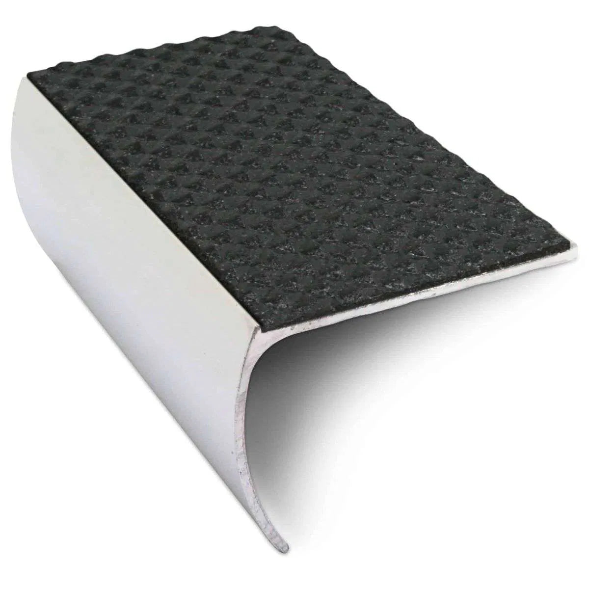 NSL03 Tredsafe 57 x 40mm Aluminium Non Slip Stair Nosing Bullnose Edge Trim With Pvc Insert Black Tredsafe