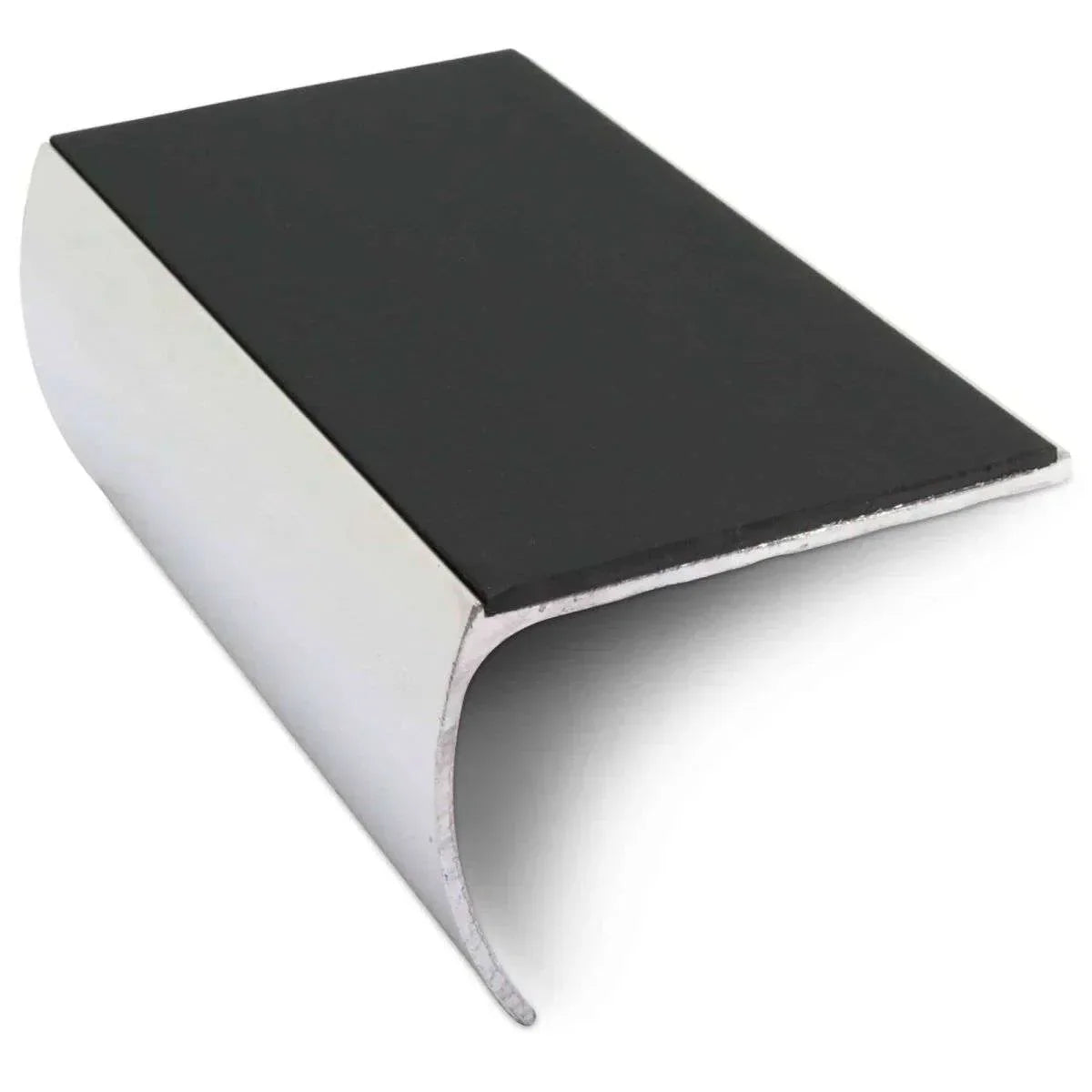 NSL03 57 x 40mm Aluminium Non Slip Stair Nosing Bullnose Edge Trim With Pvc Insert Black