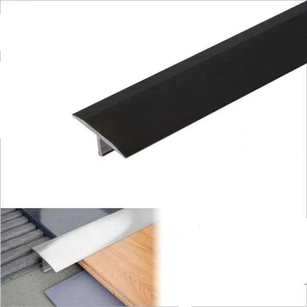A55 18mm Anodised Aluminium T-Bar Threshold Strip for Tile Transitions Black
