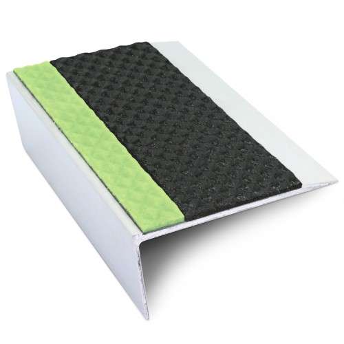 ASL15 Tredsafe 66x32mm Aluminium Non Slip Stair Nosing Edge Trim With Pvc Insert Black Tredsafe