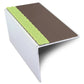 ASL20 57x55mm DDA Compliant Aluminium Non Slip Stair Nosing Edge Trim With Pvc Insert Brown