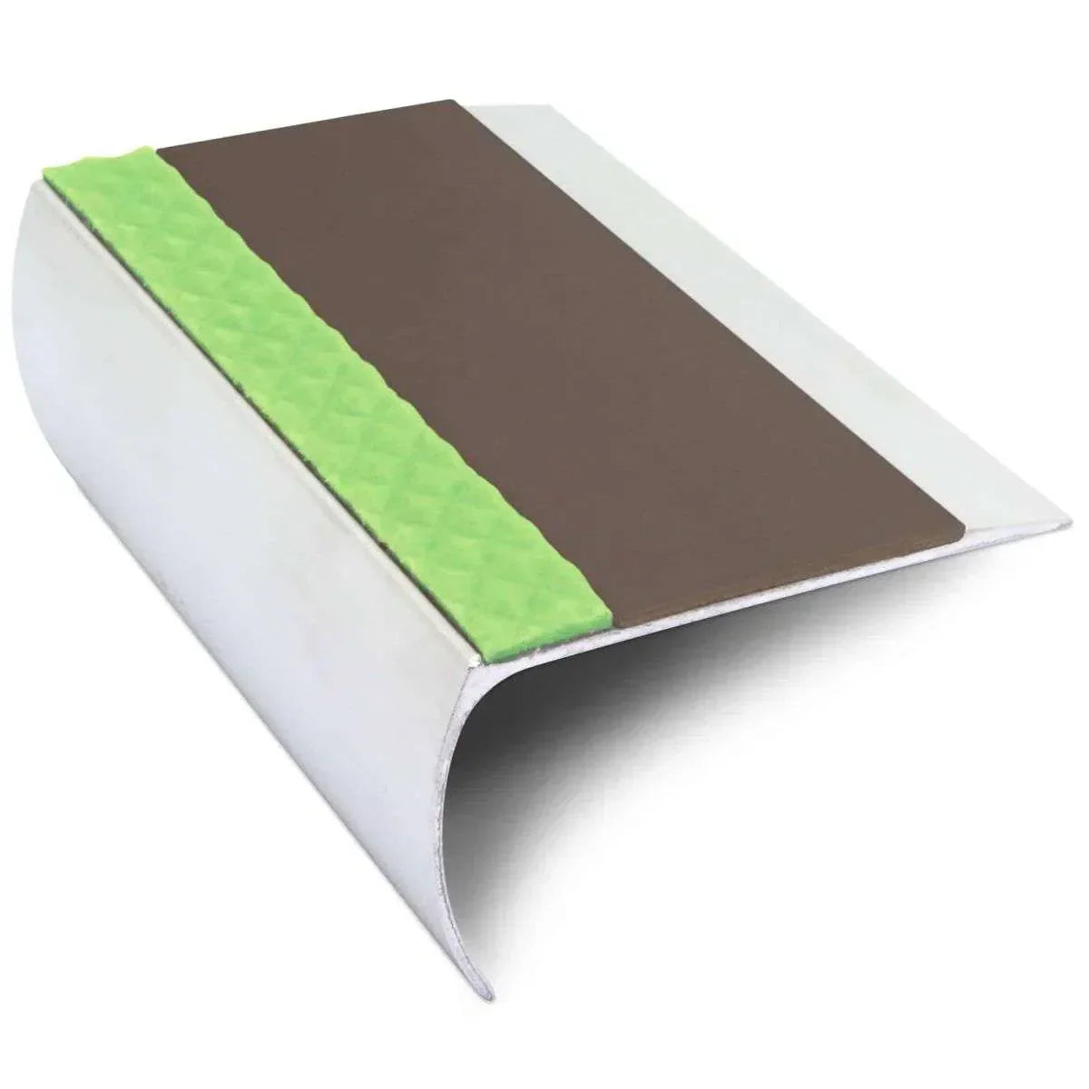 ASL25 69x40mm Aluminium Non Slip Stair Nosing Edge Trim With Pvc Insert Brown