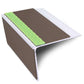 ASL27 75x58mm DDA Compliant Aluminium Non Slip Stair Nosing Edge Trim With Pvc Insert Brown