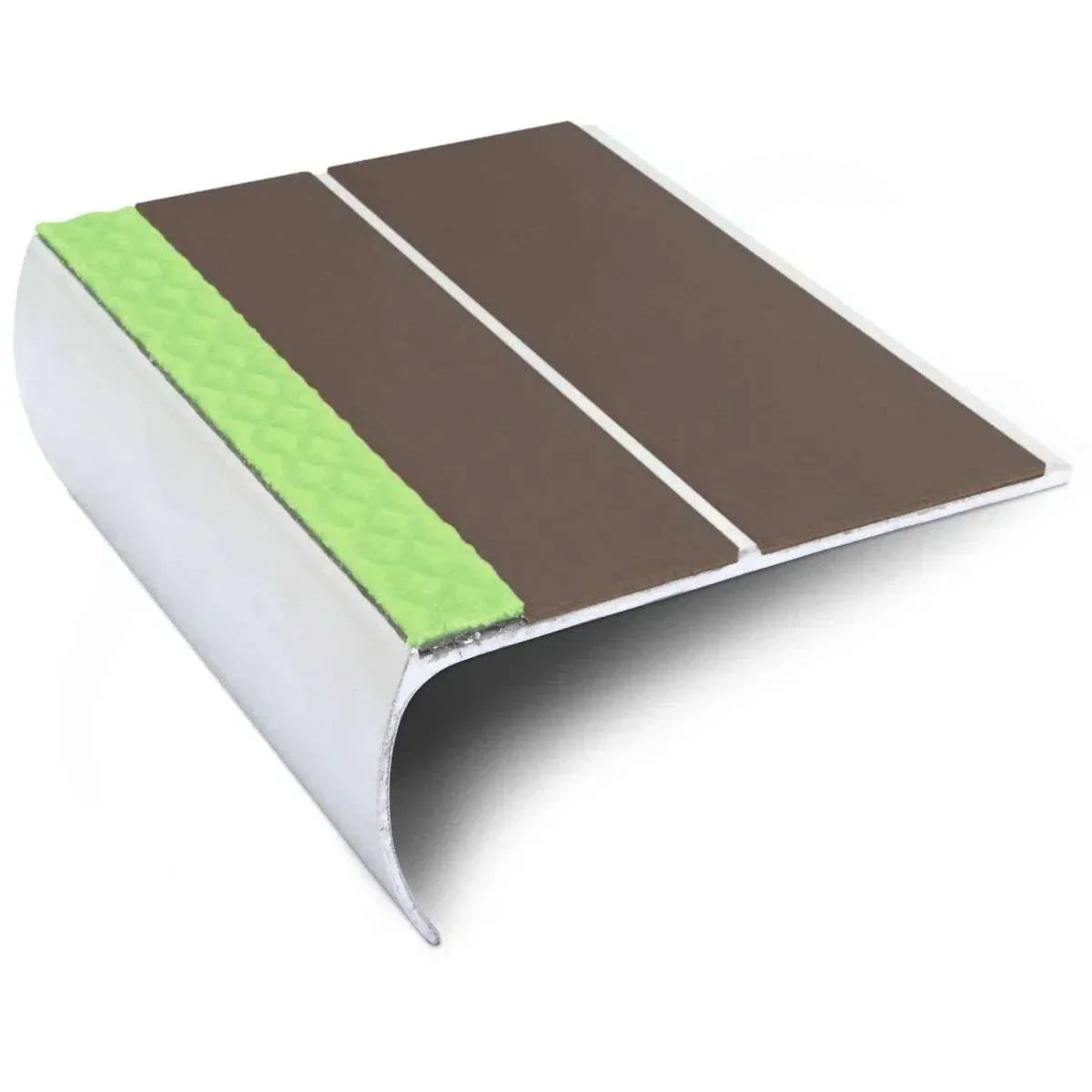 ASL29 87x40mm Aluminium Non Slip Stair Nosing Edge Trim With Pvc Insert Brown