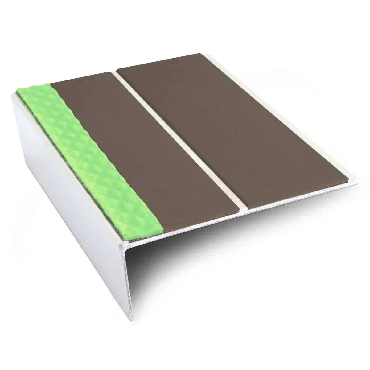 ASL10 85x32mm Aluminium Non Slip Stair Nosing Edge Trim With Pvc Insert Brown
