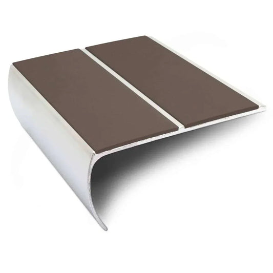 NSL29 Aluminium Anti-Slip Stair Nosing 87x40mm – Heavy-Duty Edge Trim with PVC Insert Brown