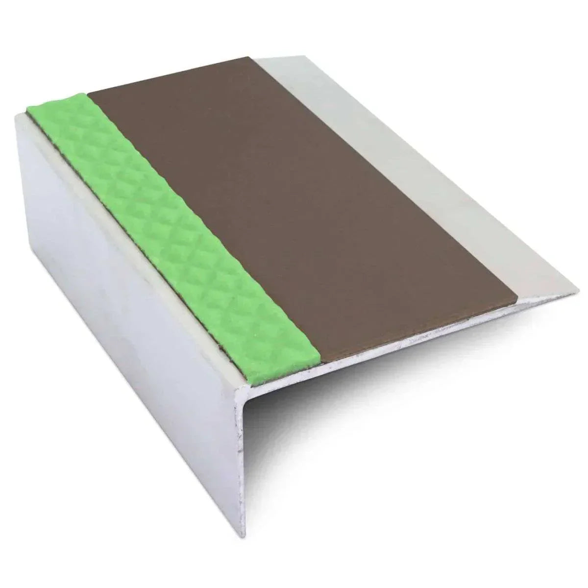 ASL15 66x32mm Aluminium Non Slip Stair Nosing Edge Trim With Pvc Insert Brown