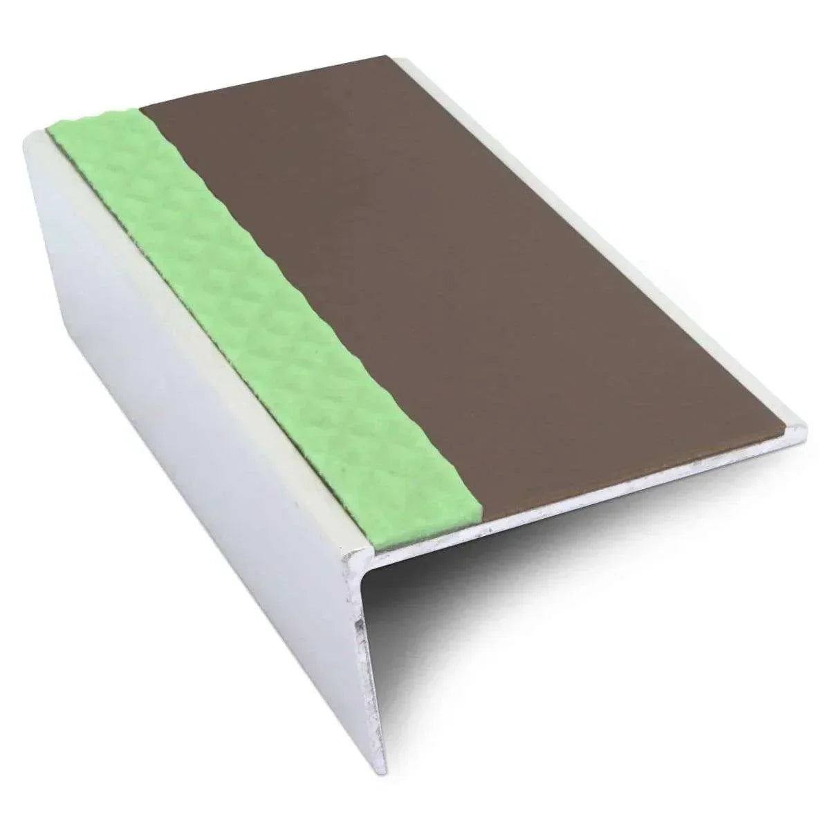 ASL02 57x32mm Aluminium Non Slip Stair Nosing Edge Trim With Pvc Insert Brown