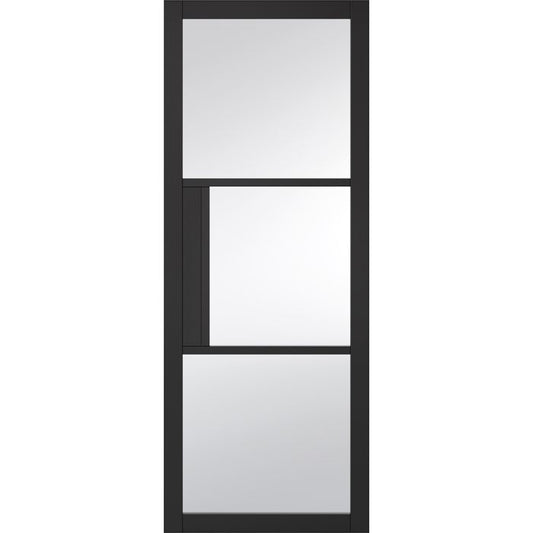 LPD Chelsea Clear Glazed 4L Door 1981 x 838mm Primed Plus Black