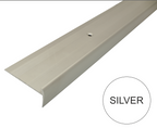 C27 44 x 20.5mm Anodised Aluminium LVT Stair nosing Edge Profile For 5mm Flooring Silver