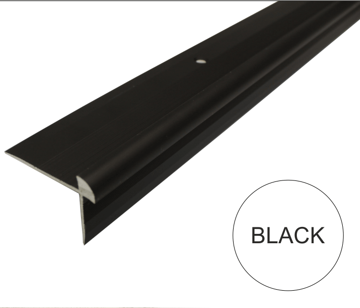 C29 42 x 28mm Anodised Aluminium LVT Stair nosing Edge Profile For 5mm Flooring Black