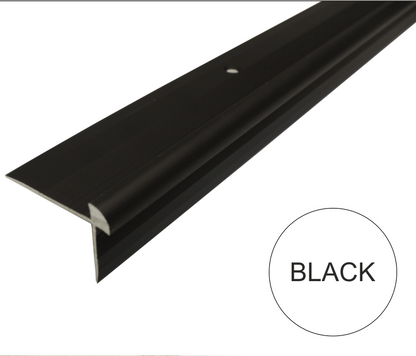 C29 42 x 28mm Anodised Aluminium LVT Stair nosing Edge Profile For 5mm Flooring Black