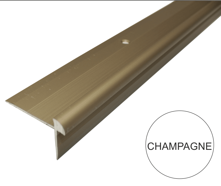 C29 42 x 28mm Anodised Aluminium LVT Stair nosing Edge Profile For 5mm Flooring champagne