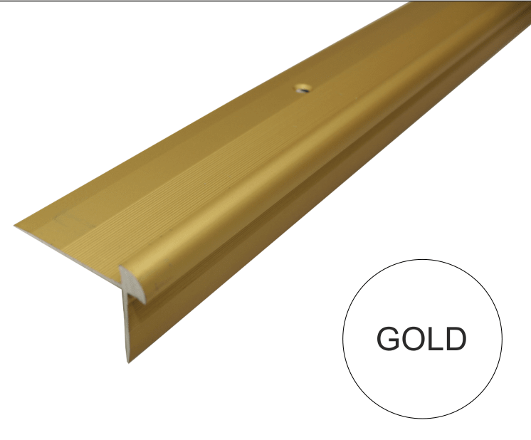 C29 42 x 28mm Anodised Aluminium LVT Stair nosing Edge Profile For 5mm Flooring Gold
