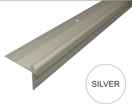 C29 42 x 28mm Anodised Aluminium LVT Stair nosing Edge Profile For 5mm Flooring Silver