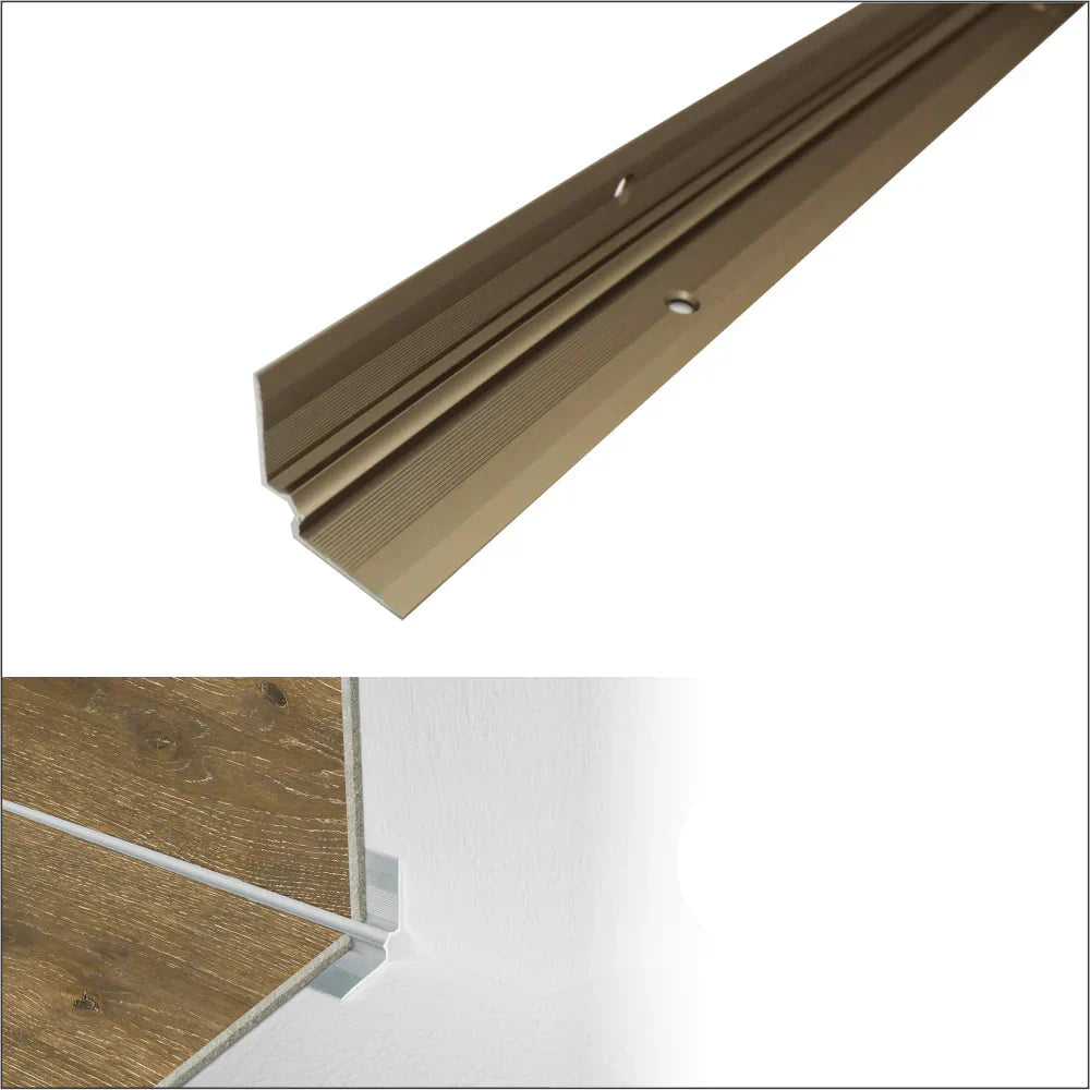 C31 28 x 28mm Anodised Aluminium LVT Stair nosing Inner Corner For 5mm Flooring Champagne