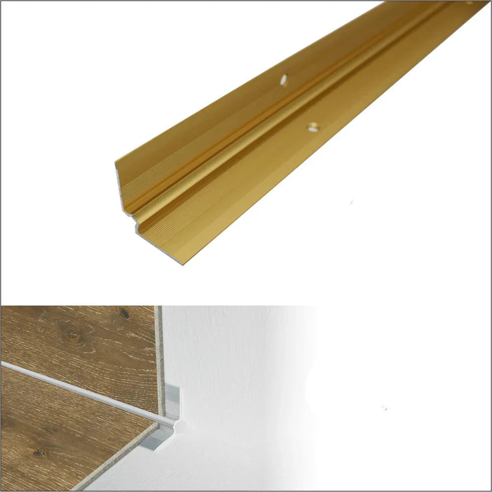 C31 28 x 28mm Anodised Aluminium LVT Stair nosing Inner Corner For 5mm Flooring Gold