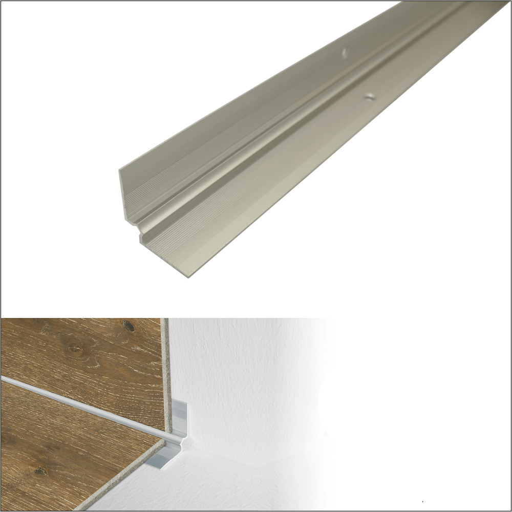 C31 28 x 28mm Anodised Aluminium LVT Stair nosing Inner Corner For 5mm Flooring Silver