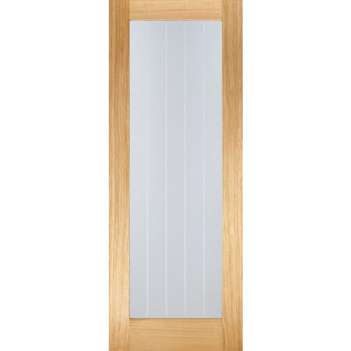 LPD Mexicano Pattern 10 Clear/Frosted Lines Glazed Internal Door 1981 x 686mm Pre-Finished Oak