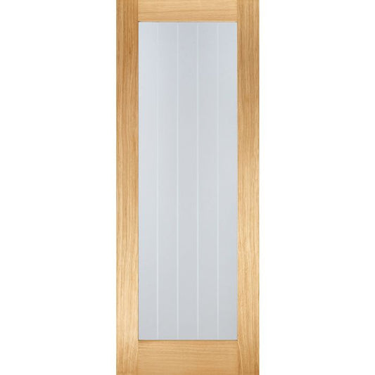 LPD Mexicano Pattern 10 Clear/Frosted Lines Glazed Internal Door 1981 x 686mm Pre-Finished Oak