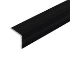 A35 20 x 20mm Anodised Aluminium Non Slip Ribbed Treads Stair Nosing Edge Trim Black