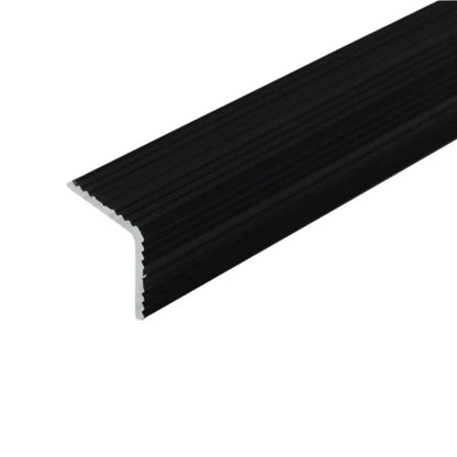 A35 20 x 20mm Anodised Aluminium Non Slip Ribbed Treads Stair Nosing Edge Trim Black