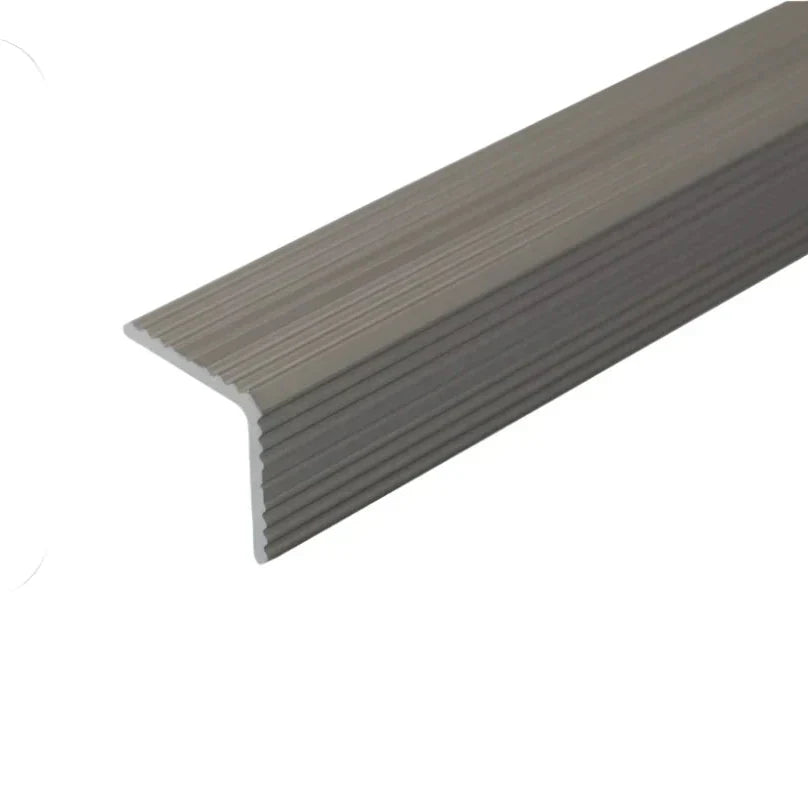 A35 20 x 20mm Anodised Aluminium Non Slip Ribbed Treads Stair Nosing Edge Trim Inox