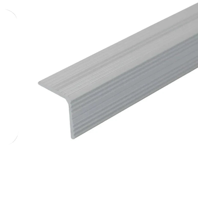 A35 20 x 20mm Anodised Aluminium Non Slip Ribbed Treads Stair Nosing Edge Trim silver