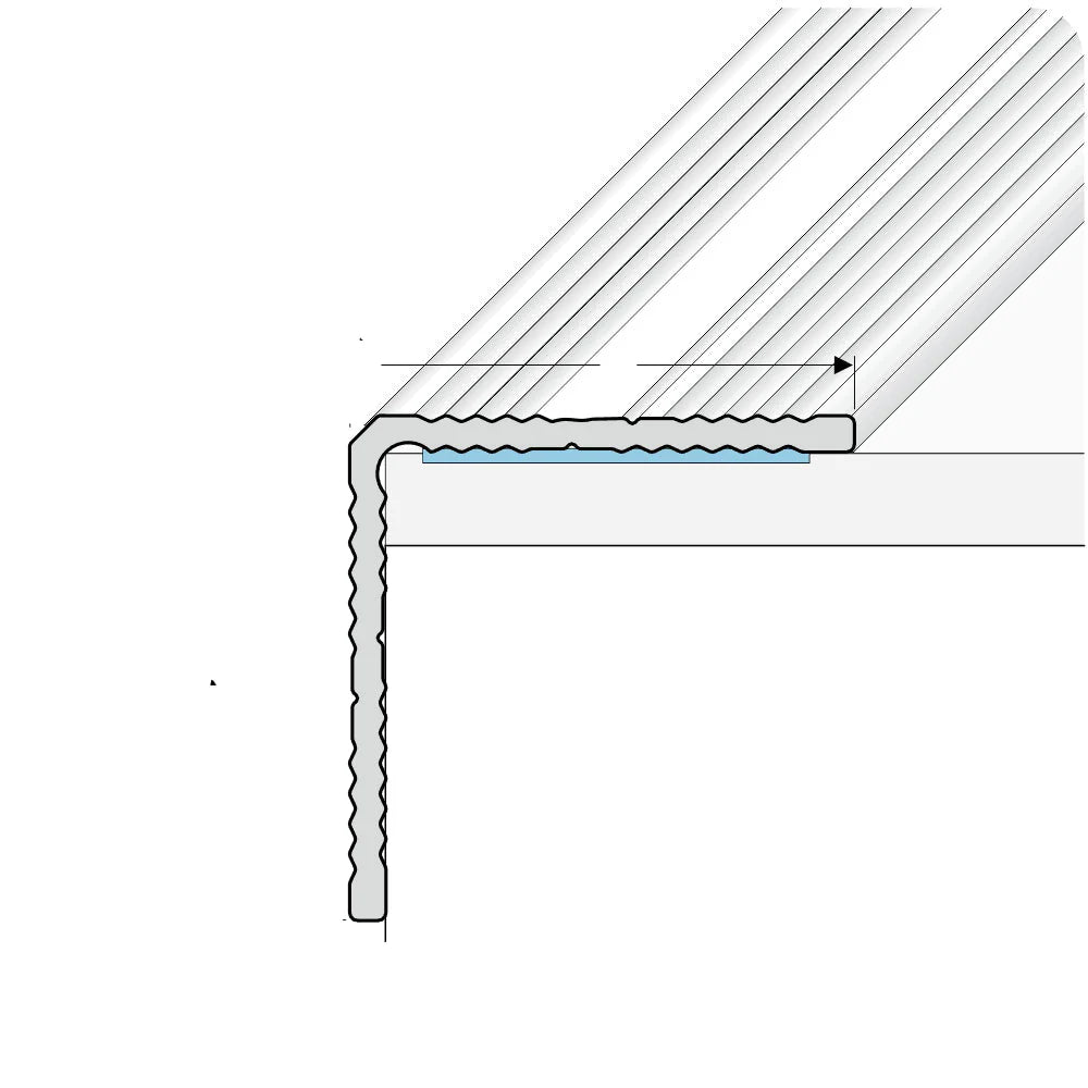 A40 25 x 25mm Anodised Aluminium Non Slip Ribbed Treads Stair Nosing Edge Trim