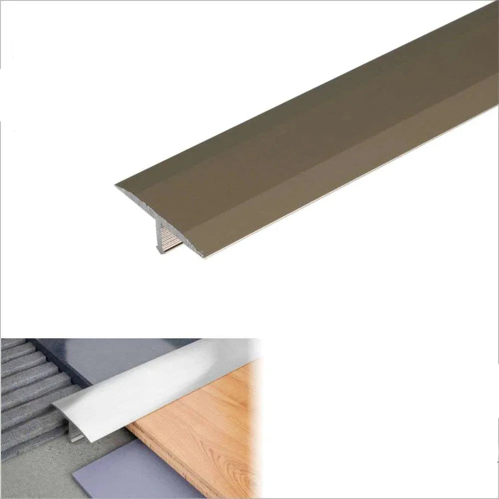 A55 18mm Anodised Aluminium T-Bar Threshold Strip for Tile Transitions Champagne