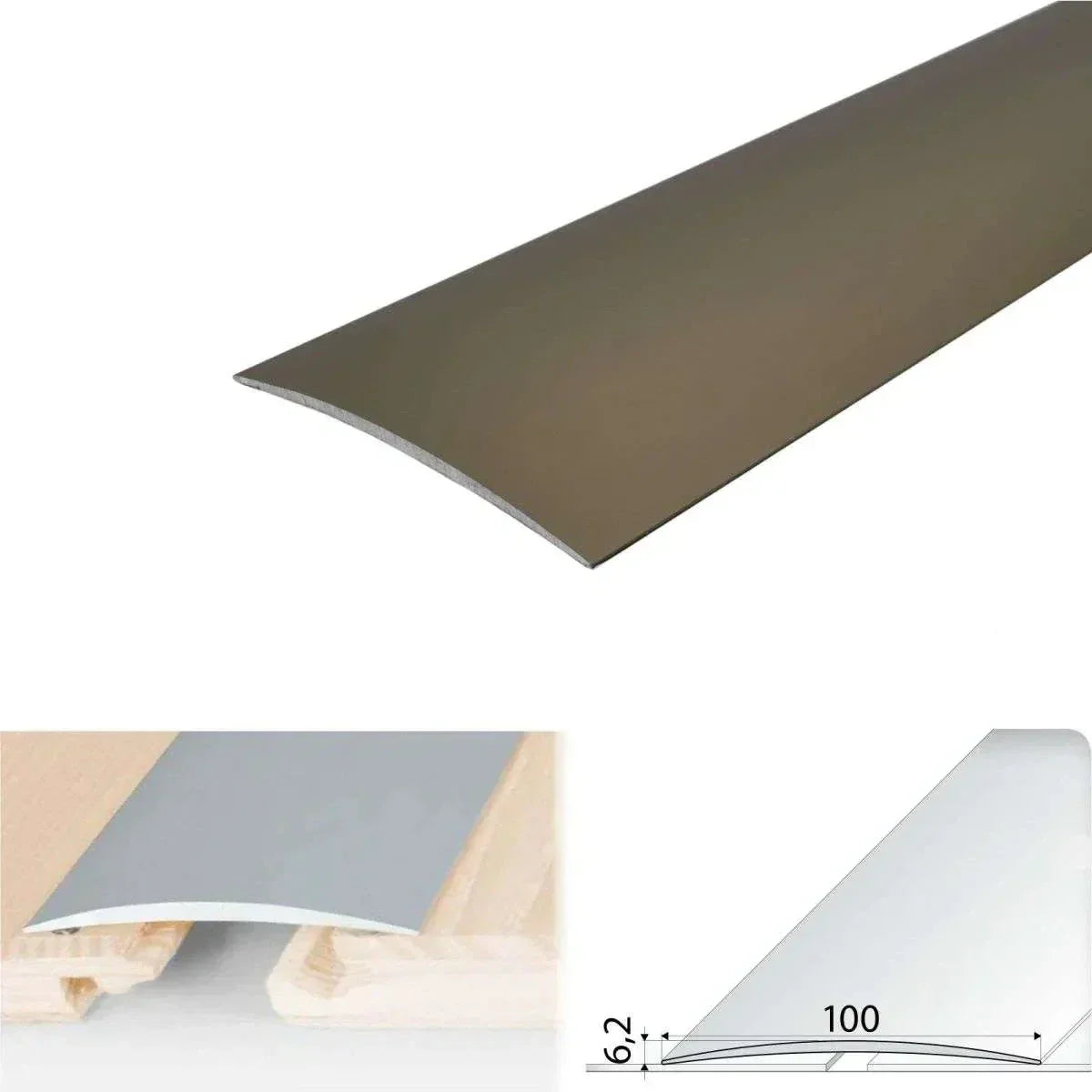 A72 Wide Aluminium Door Threshold Strip – Self-Adhesive 100mm Champagne 1000mm x 100mm