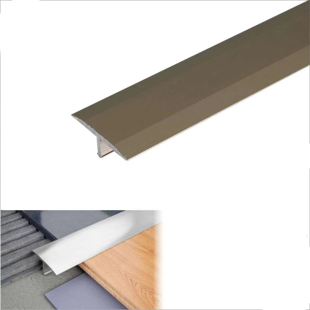A54 13mm Anodised Aluminium T-Bar Threshold Strip for Tile Joins Champagne