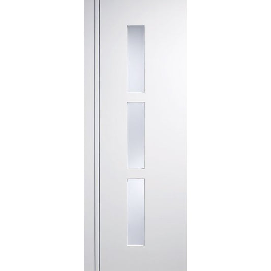 Sierra Blanco Solid Core Internal Door - Prefinished - 3L Easy Clean Laminated Frost Glazed 1981 x 838mm White SIEWHIGL33